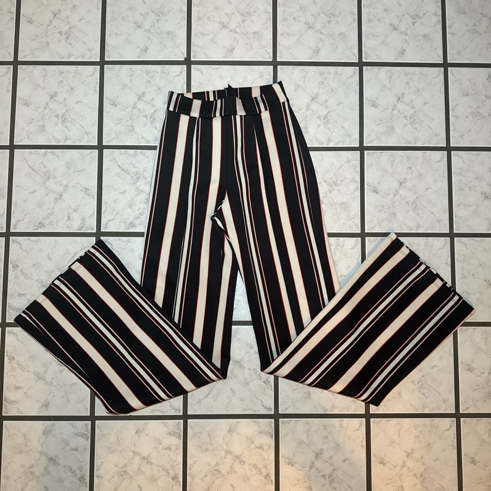 Striped Black, White and Red Pants